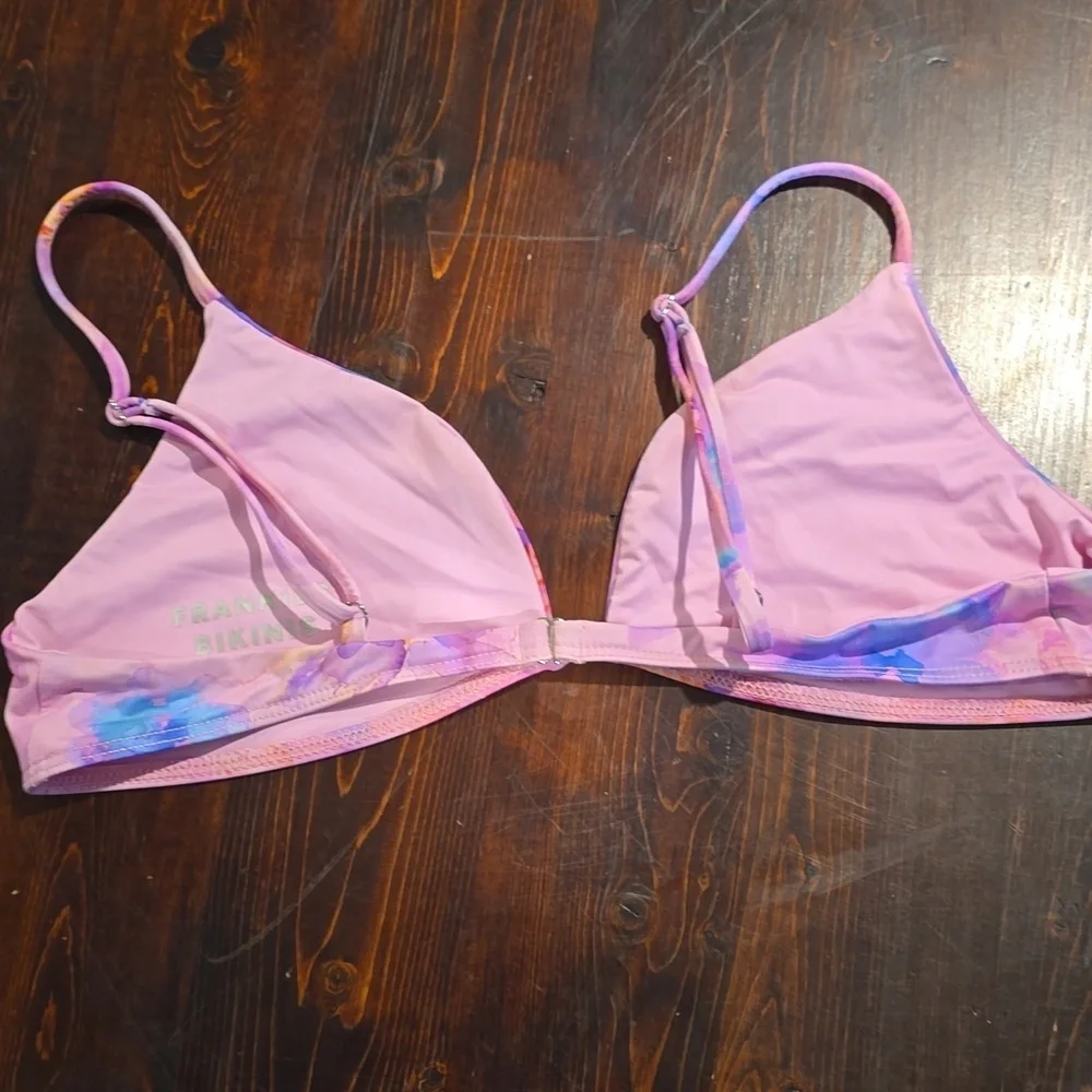 Frankies Bikinis Watercolor Print Triangle Bikini Top - Large